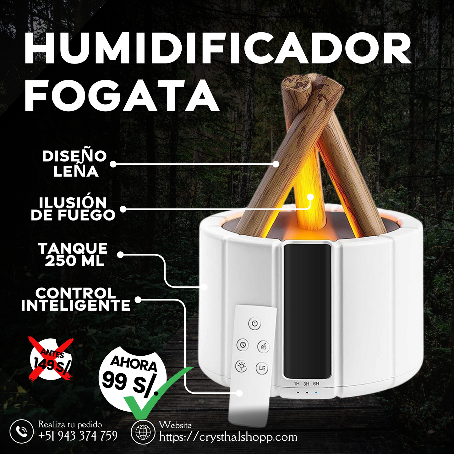 HUMIDIFICADOR FOGATA 🔥+ 2 ESENCIA💦